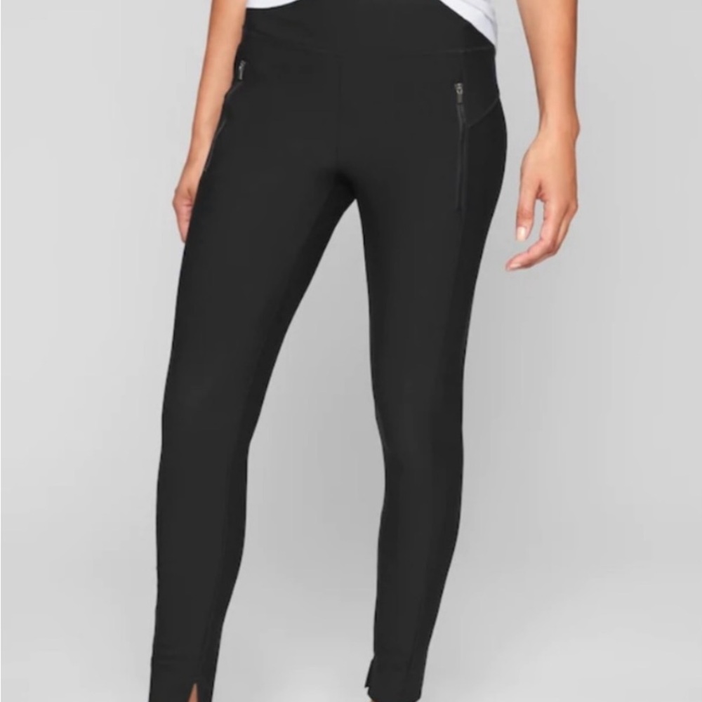 Athleta stellar Black High-Waisted Leggings with Zipper Pockets